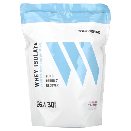 Whey Protein Isolate - Grass-Fed, With Added Digestive Enzymes - Strawberry Milkshake - 30 Servings