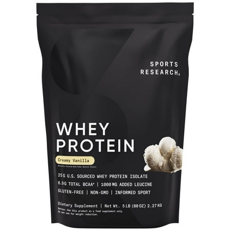 Sports Research® Whey Protein Isolate Powder, Creamy Vanilla (5lb Bag)