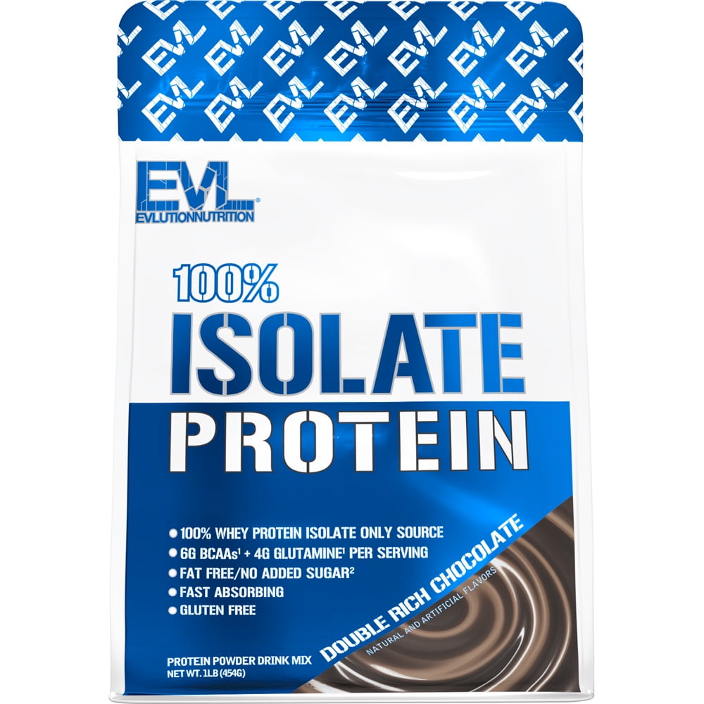 Whey Protein Powder 100% Isolate 25g - Evlution Nutrition Whey Isolate Protein Powder 1 LB - No Sugar Added, Low Carb Gluten Free - EVL Fast Absorbing Chocolate Protein Powder with BCAA