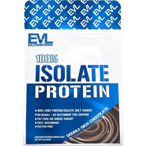 Whey Protein Powder 100% Isolate 25g - Evlution Nutrition Whey Isolate Protein Powder 1 LB - No Sugar Added, Low Carb Gluten Free - EVL Fast Absorbing Chocolate Protein Powder with BCAA