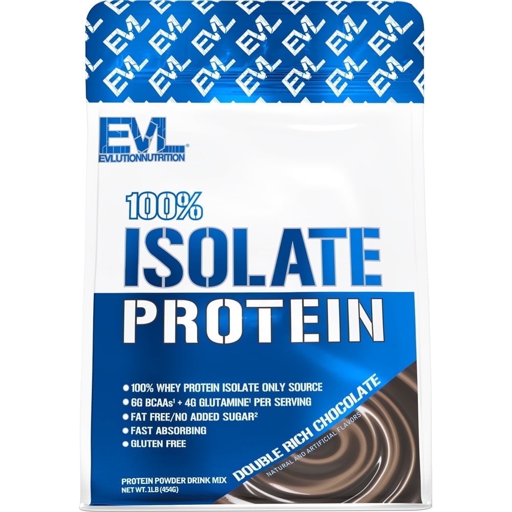 Whey Protein Powder 100% Isolate 25g - Evlution Nutrition Whey Isolate Protein Powder 1 LB - No Sugar Added, Low Carb Gluten Free - EVL Fast Absorbing Chocolate Protein Powder with BCAA