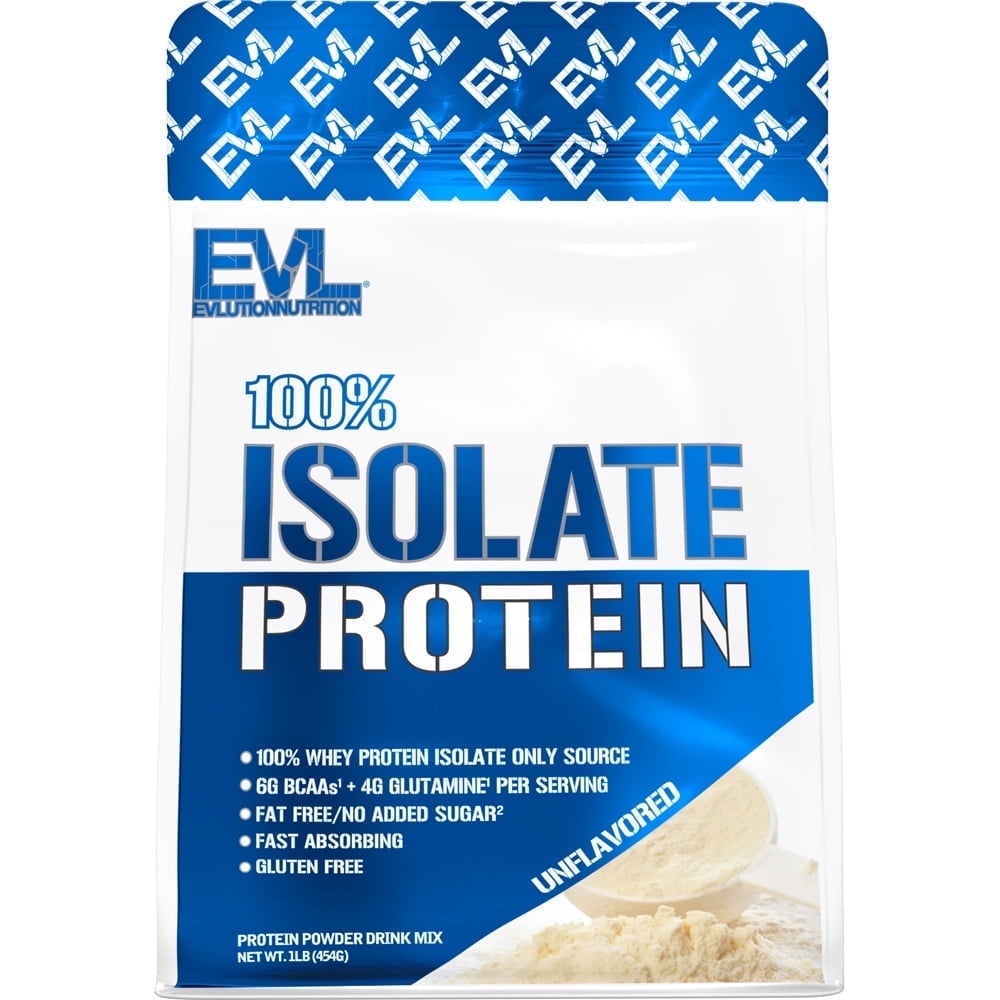 Whey Protein Powder 100% Isolate 25g - Evlution Nutrition Whey Isolate Protein Powder 1 LB - No Sugar Added, Low Carb Gluten Free - EVL Fast Absorbing Unflavored Protein Powder with BCAA