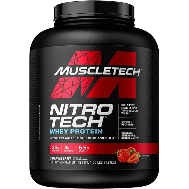 Whey Protein Powder MuscleTech Nitro Tech Whey Protein Isolate Peptides Lean Protein Powder for Muscle Gain Muscle Builder for Men Women