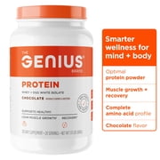 Genius Protein Powder, Chocolate - Dual Protein Blend with Improved Whey Isolate & Natural Egg White for Lean Muscle Building for Men & Women - Grass-Fed Pre & Post Workout Meal Replacement Shake