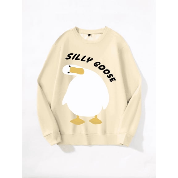 Whichone Cartoon Silly Goose Print Sweatshirt Sweatshirt For Men- 2 Colors (S-XXL)