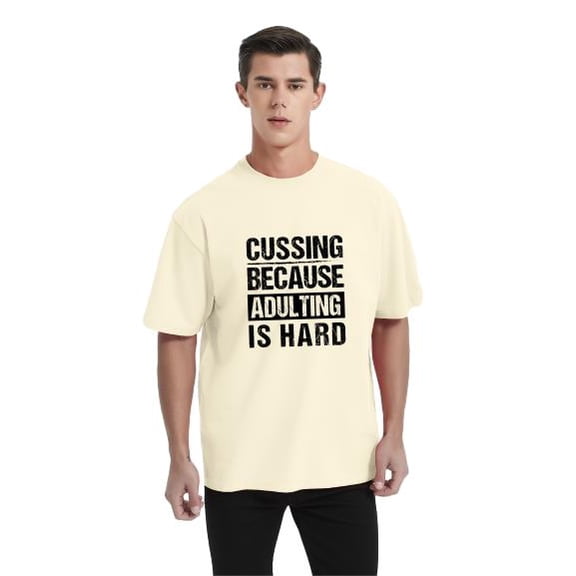 Whichone - Cussing Because Adulting Is Hard Mens Funny Sarcastic Parent Humor Graphics T-Shirt Yellow 3XL