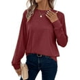 thumbnail image 1 of Whichone Essentials Women’s Long Sleeve T-Shirt, Super-Soft Stretch Fabric Round Neck Tee, Sizes S-XL, 1 of 8