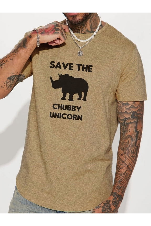 Fat Unicorn Pattern Print Men's and Big Men's Humor Novel And Funny Short Sleeve Cotton T-Shirt Sizes S-2XL