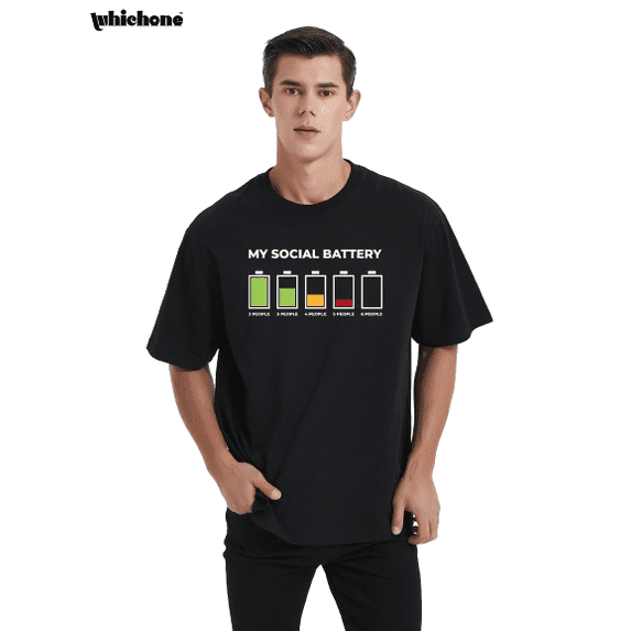 Whichone Funny Battery Graphic Power Novelty Social Tees