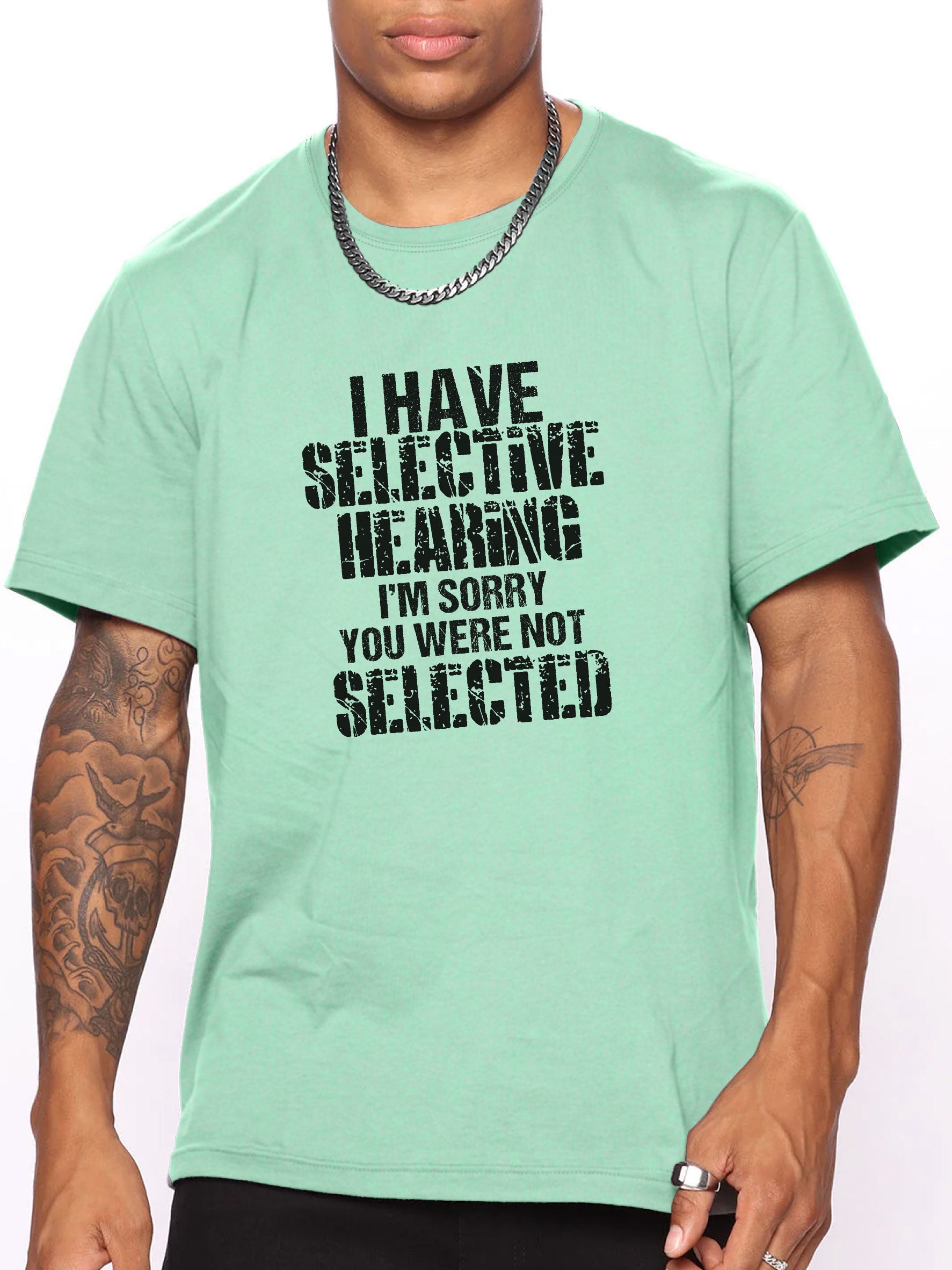 Whichone Hearing Choice Letter Pattern Print Cotton Crew Neck T-Shirt ...