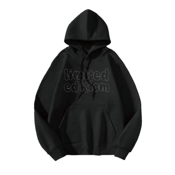 Whichone Hoodies for Men Letter Graphic Print Long Sleeve Sweatshirt Tops Mens Daily Wear Black XXL