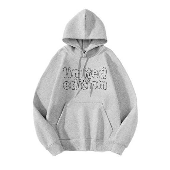 Whichone Hoodies for Men Letter Graphic Print Long Sleeve Sweatshirt Tops Mens Daily Wear Gray XXL