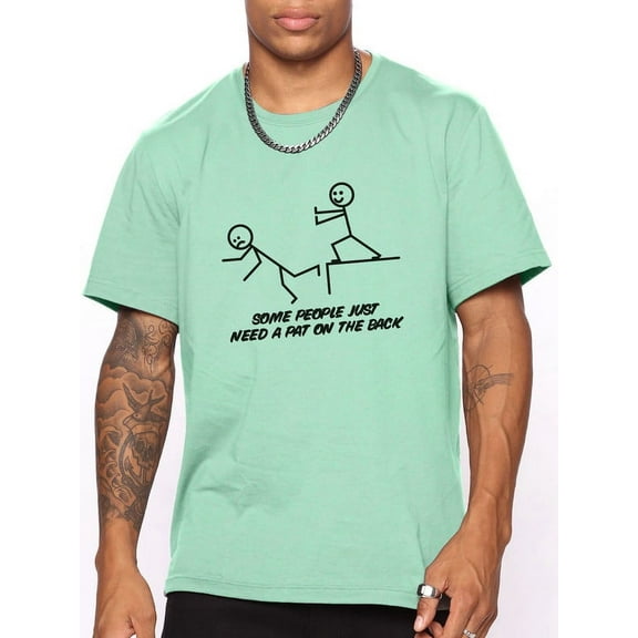 Whichone Line People Pushing People Pattern Printing Men's Casual And Light Cotton T-Shirt - Stay Stylish And Cozy Tee S-2XL