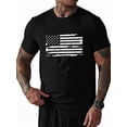 thumbnail image 1 of Whichone Men's 100% Cotton T-shirt American Flag Print Stylish Daiyly Wear,Black,Sizes S-2XL, 1 of 5