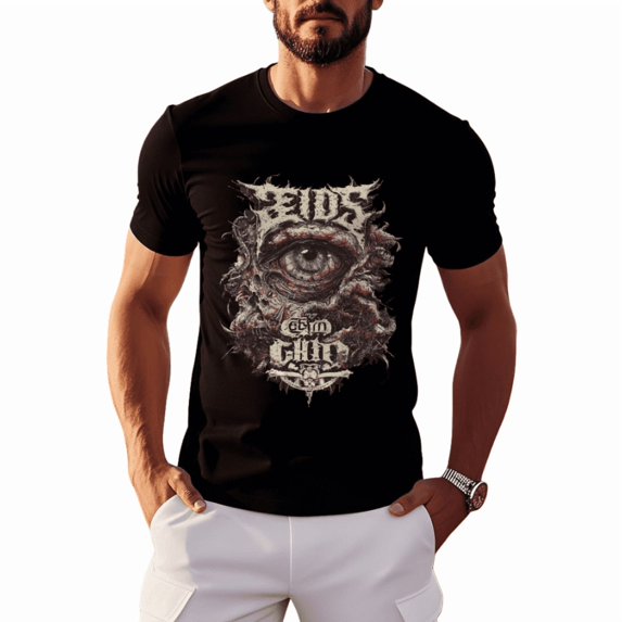 Whichone Men's 100% Cotton T-shirt Devil's Eye Print Stylish Daiyly Wear Sizes S-2XL