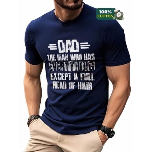 Whichone Men's 100% Cotton T-shirt Father's Famous Words Print Stylish Daiyly Wear Sizes S-2XL
