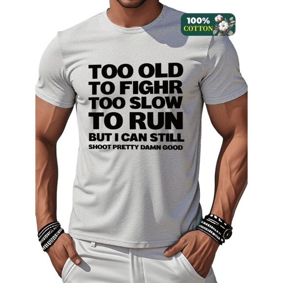 Whichone Men's 100% Cotton T-shirt Fight Hard Print Stylish Daiyly Wear Sizes S-2XL