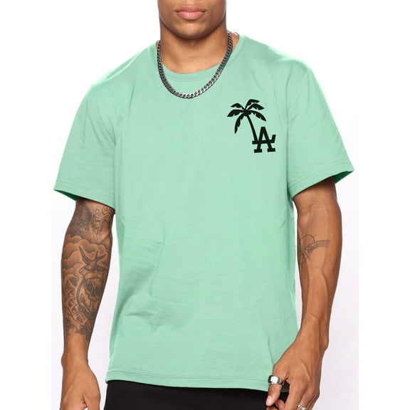 Whichone Men's Crew Neck Tee Short Sleeve Coconut Tree Los Angeles Graphics Tee,Sizes S-2XL