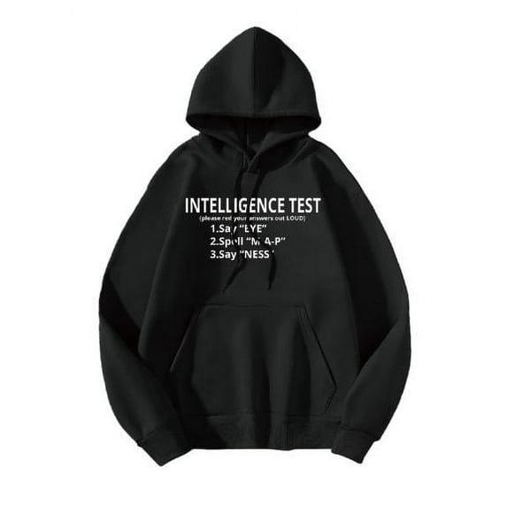 Whichone Men's Intellgence Test Graphic Hoodie with Long Sleeves, Size S-2X