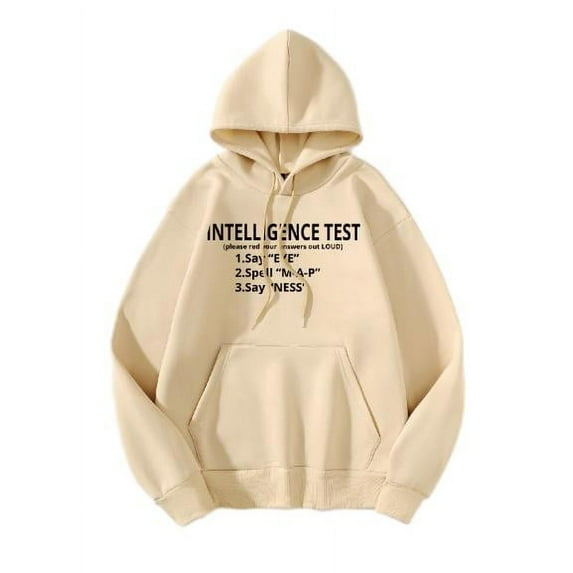 Whichone Men's Intellgence Test Graphic Hoodie with Long Sleeves, Size S-2X