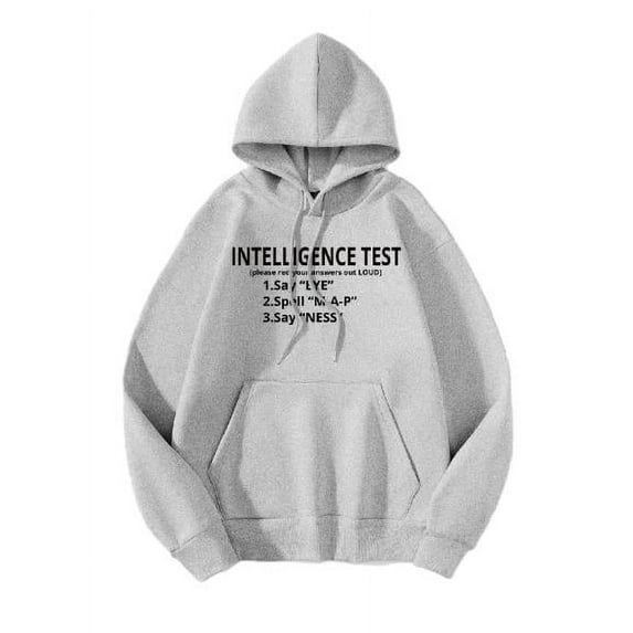 Whichone Men's Intellgence Test Graphic Hoodie with Long Sleeves, Size S-2X