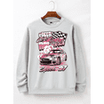 thumbnail image 1 of Whichone Men's Long Sleeve Crewneck Sweatshirt Pink Racing Car "Speed 97" Print - 3 Colors (S-XXL), 1 of 8