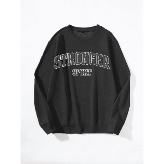 Whichone Men's Long Sleeve Crewneck Sweatshirt "STRONGER SPORT" Arch Print - 3 Colors (S-XXL)