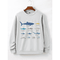 thumbnail image 1 of Whichone Men's Shark Species Graphic Long Sleeve Crewneck Sweatshirt 100% Polyester, 1 of 8