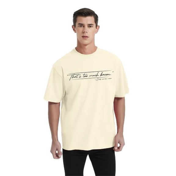 Whichone Men's That's Too Much Bacon Graphic Funny Food Lover Novelty Sarcastic Casual Short Sleeve Cotton Tee