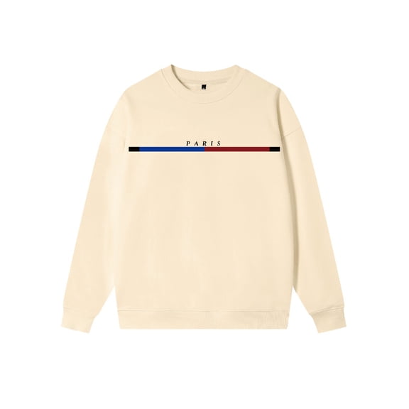 Whichone Men's New Fun Sweatshirt,Paris Tower Color Scheme Letters Print, A Casual Round Neck Loose Fit, And Autumn/Winter Casual Long Sleeves,S-XXL