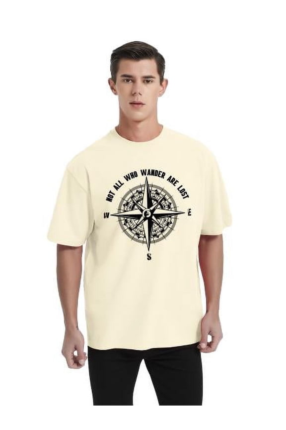 Mens Not All Who Wander are Lost T-Shirt Workout Shirts Summer Funny Letters Compass Graphic Casual Tops Athletic Tee