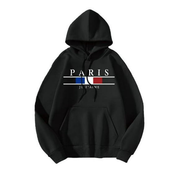 Whichone Mens Pairs Casual Graphics Design Hoodie Sweatshirt, Black, Medium