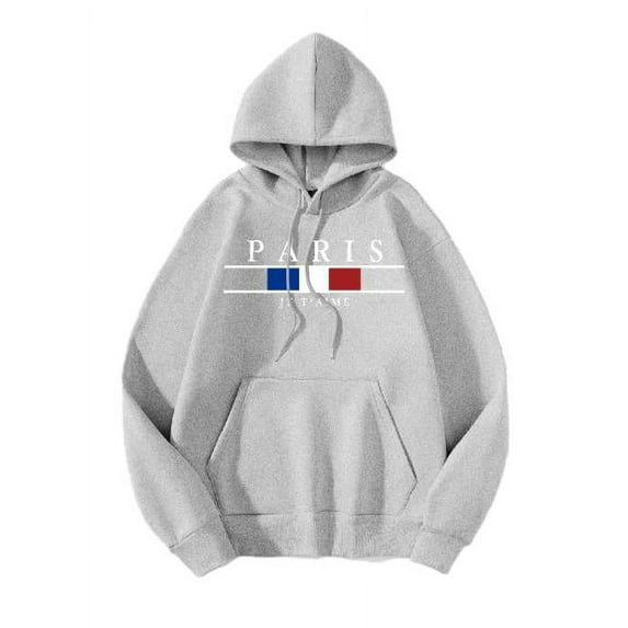 Whichone Mens Pairs Casual Graphics Design Hoodie Sweatshirt, Gray, X-Large