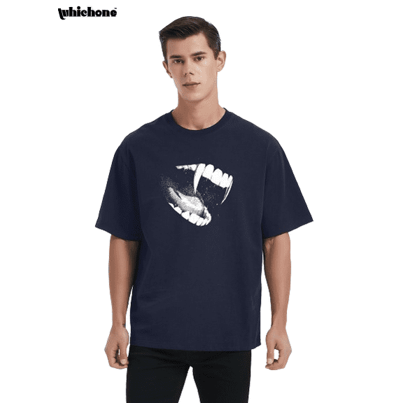 Whichone Mens Short Sleeve Graphic Tee - Sharp Teeth - Regular Fit 100% Cotton