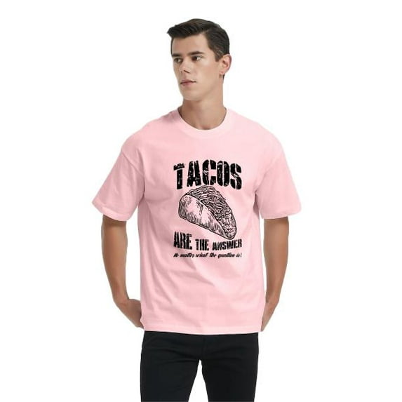 Whichone Mens Tacos are The Answer T-Shirt Funny Sarcastic Saying Tee,Pink,X-Large