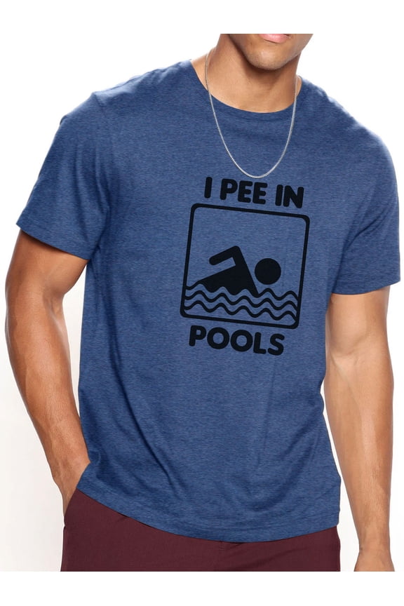 Peeing In The Swimming Pool Graphic Print, Funny Graphics Design For Men, Casual Comfortable Cotton T-Shirt S-2XL