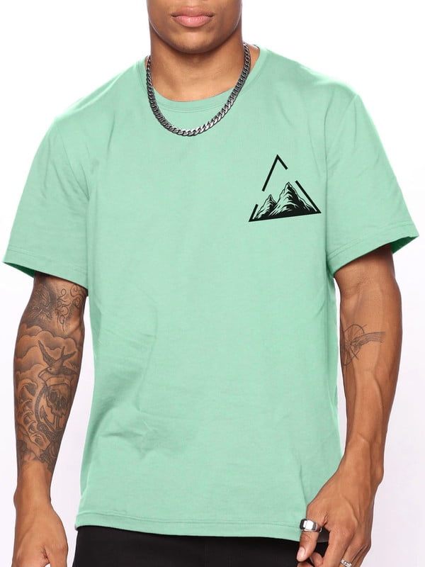 Whichone Triangular Frame Mountains Print T-shirt Tops Casual Graphics ...