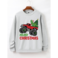 thumbnail image 1 of Whicone Men's Monster Truck Dino Christmas Crewneck Sweatshirt Merry Xmas Print - Unisex Loose Fit, 100% Polyester, 3 Colors, S-XXL, 1 of 8