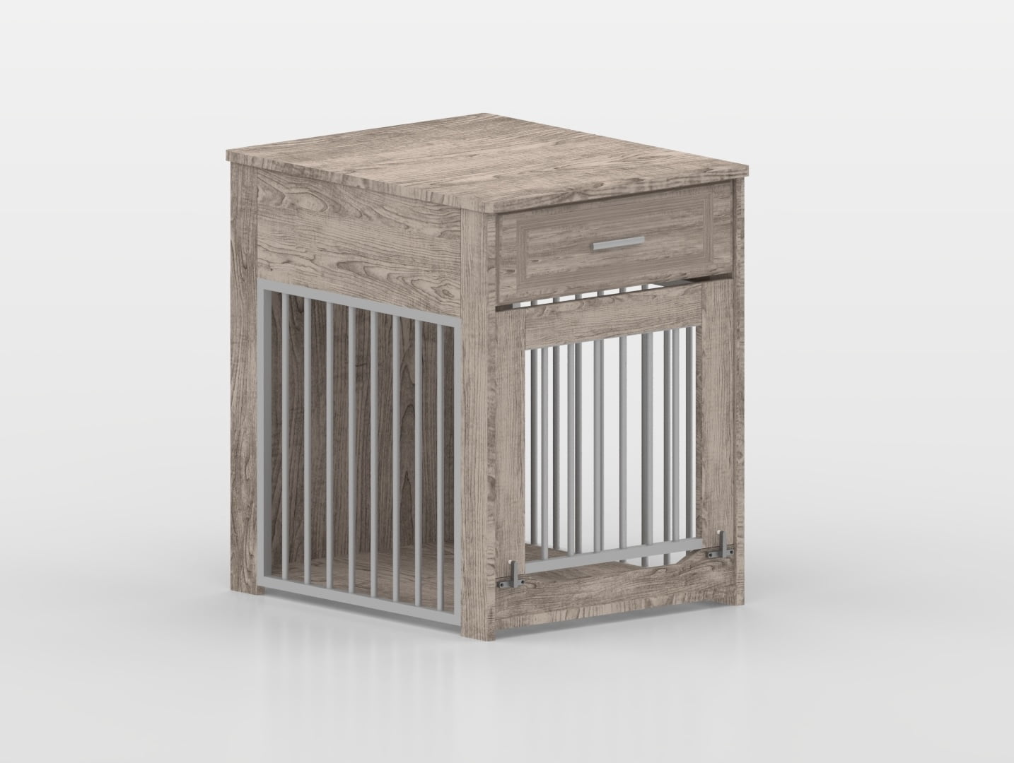 Whifea Dog Crate Furniture with Flip-up Door, 360° Rotating Feeder, Furniture Style for Large Dogs, White