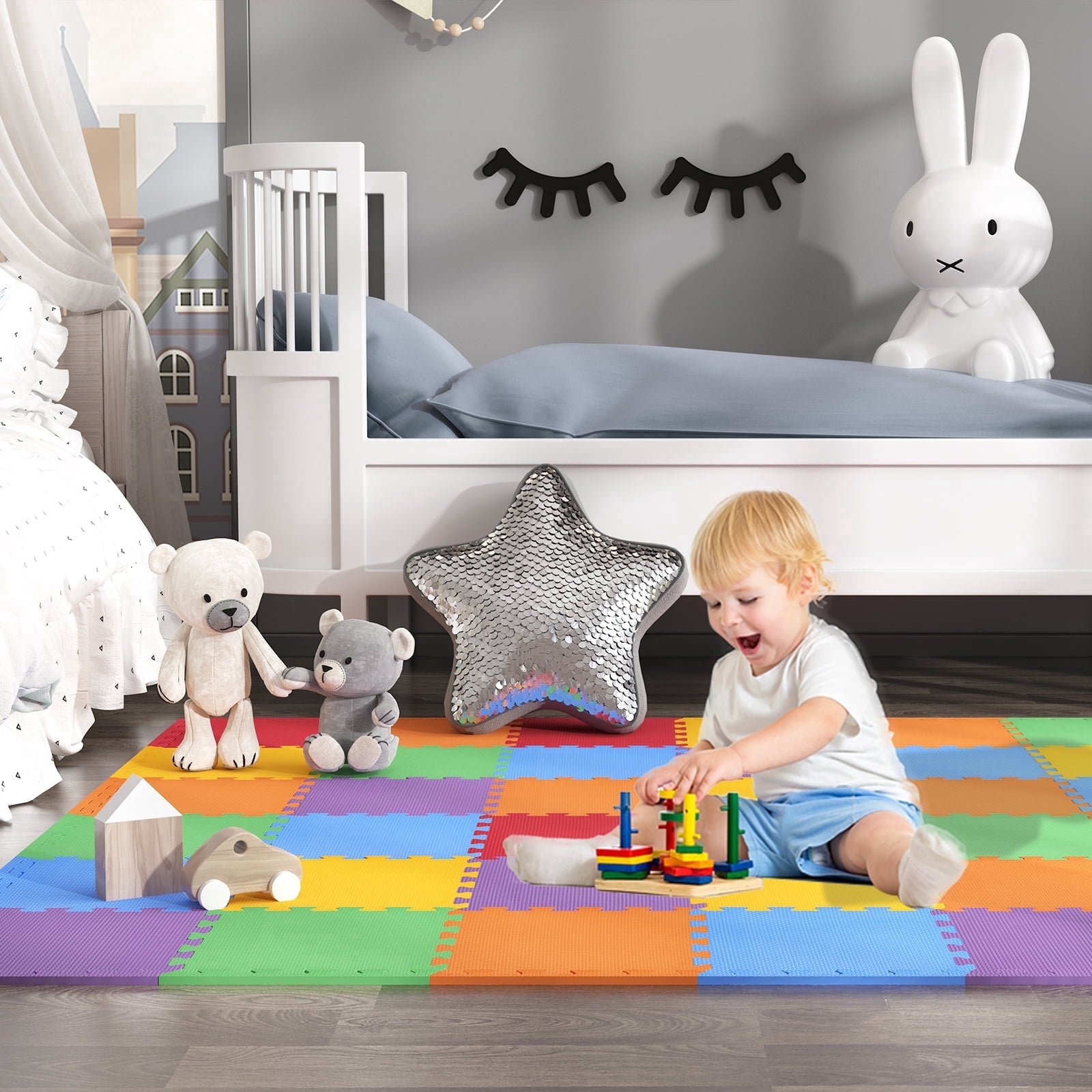 Whifea Foam Tile 54 pcs(30x30x1cm) Foam Puzzle Play Mat Interlocking Baby Play Mat for Sports-EVA Non Toxic