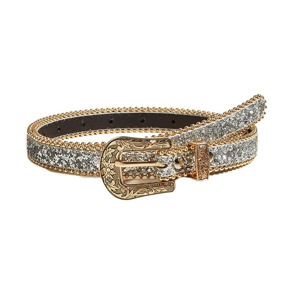 Whigetiy Creative Waist Belt Shinning Sequins Belt for Women Men Jeans Formal Dress