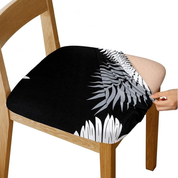 Whihome 2 Pack Seat Covers for Dining Room Chairs, Stretch Printed Chair Covers with Ties, Upholstered Chair Protector Seat Cushion Slipcovers