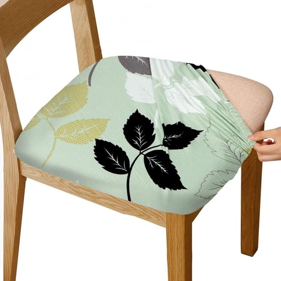 Whihome 6 Pack Seat Covers for Dining Room Chairs, Stretch Printed Chair Covers with Ties, Upholstered Chair Protector Seat Cushion Slipcovers