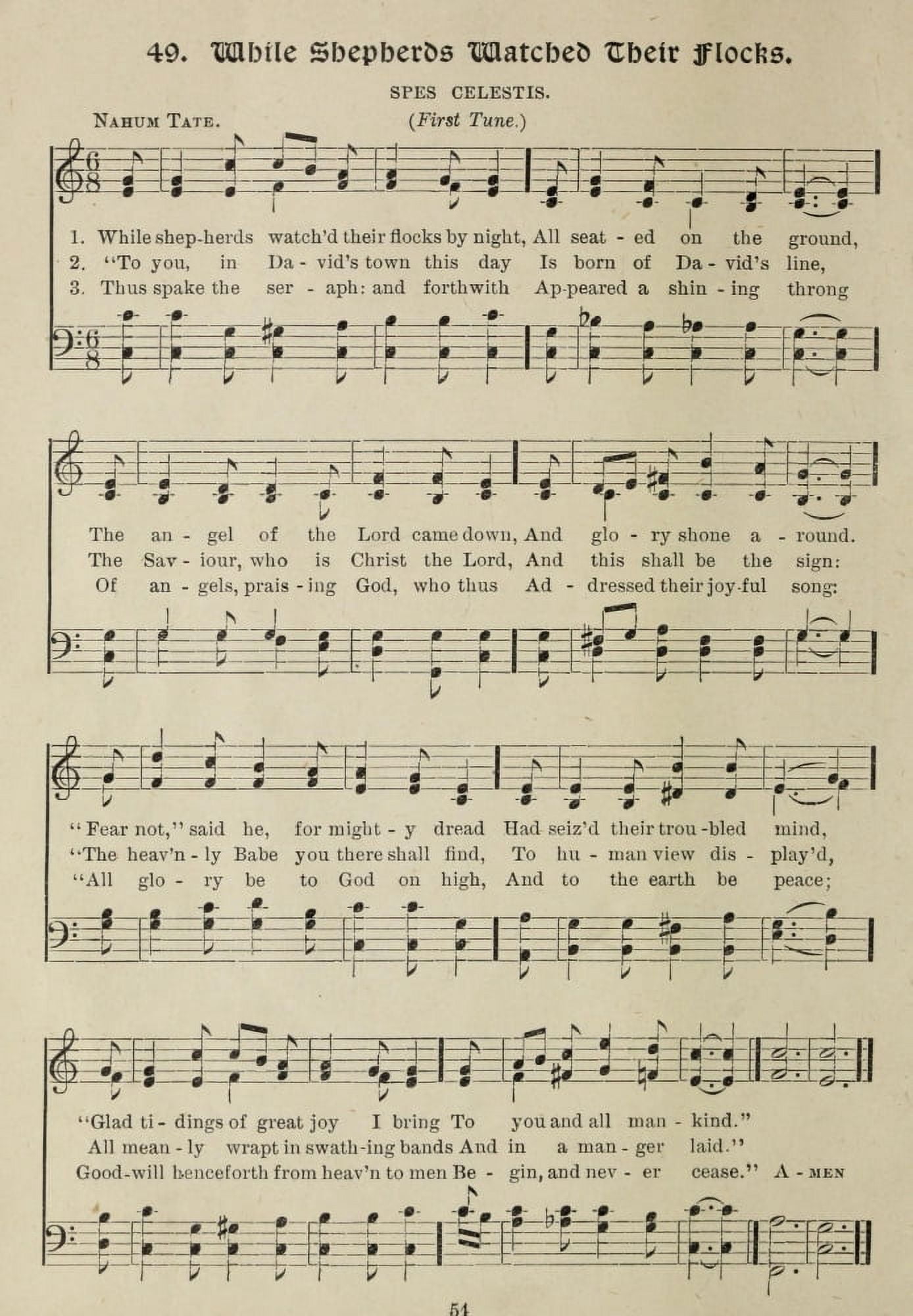 While Shepherds Watch their Flocks Babcock (1858-1901) & Tate Christmas Song 1910 Canvas Art - (24 x 36)