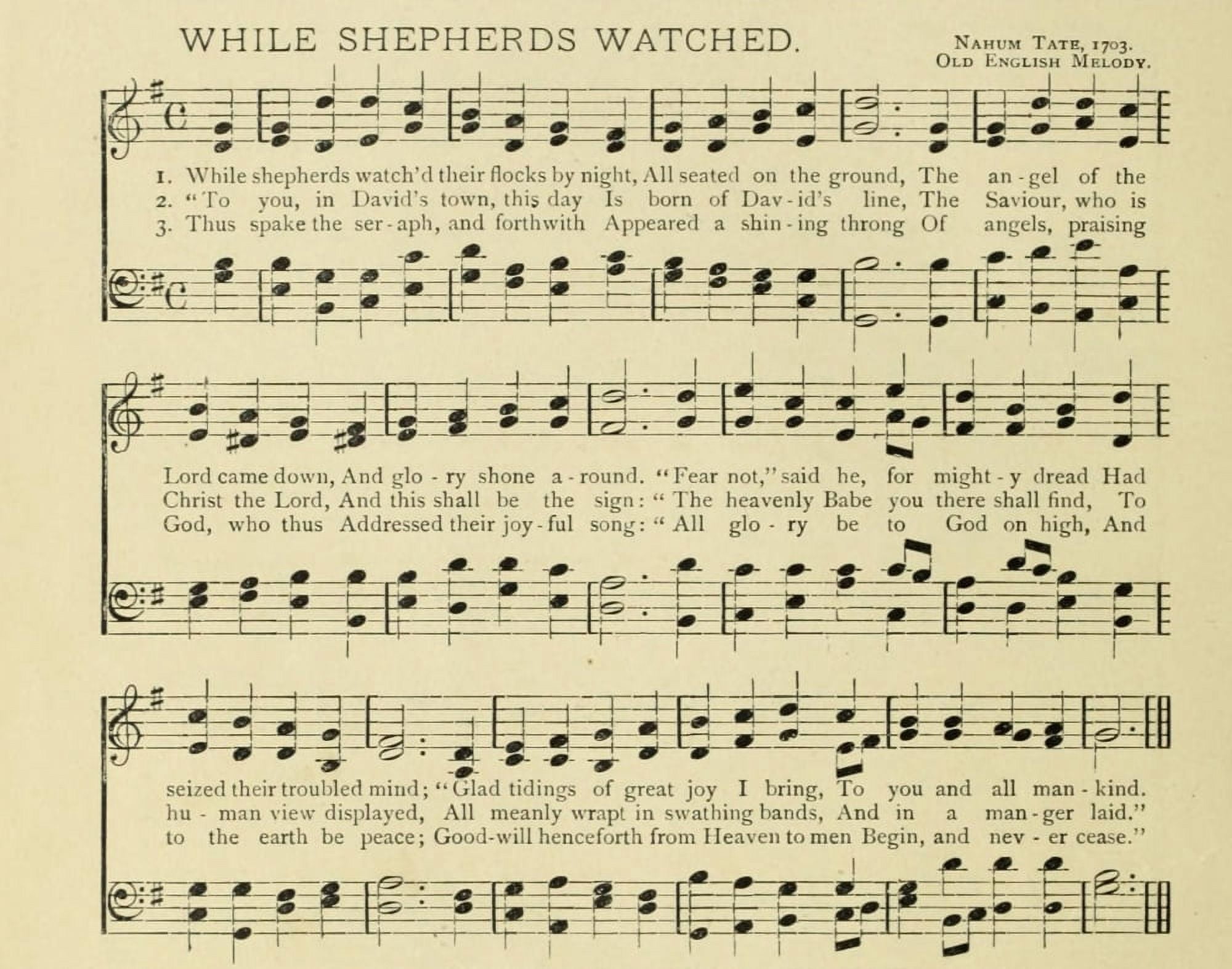 While Shepherds Watch their Flocks Babcock (1858-1901) & Tate Christmas Songs 1891 Canvas Art -  (18 x 24)