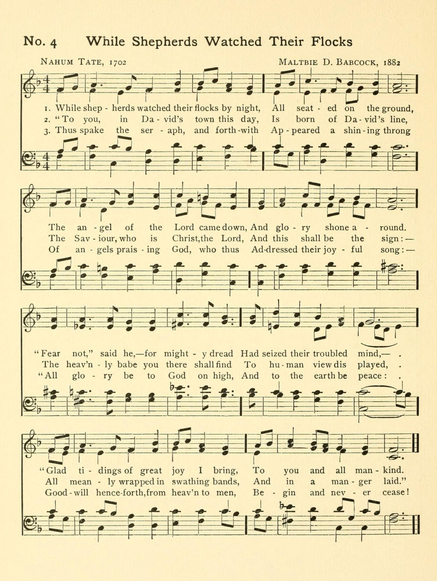 While Shepherds Watch their Flocks Babcock (1858-1901) & Tate Hymns & Carols 1903 Canvas Art - (18 x 24)