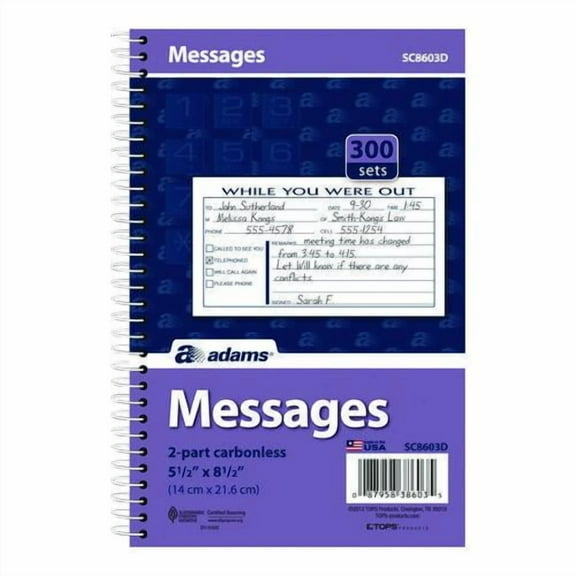 While You Were Out Messages Book, Two-Part Carbonless, 5 x 2.83, 3 Forms/Sheet, 300 Forms Total | Bundle of 10
