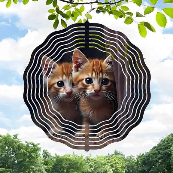 Whimsical 3D Metal Hanging Wind Spinner - Circular Pattern Design for Yard & Garden Decor Perfect for Adding Movement & Charm