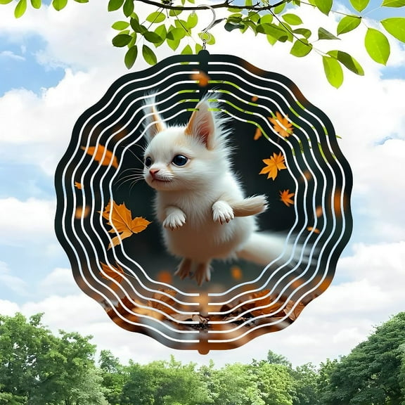 Whimsical 3D Metal Hanging Wind Spinners - Autumn Leaves Design Wind Chimes for Yard & Garden Decor