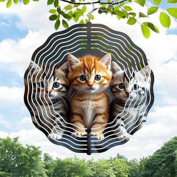 Whimsical 3D Metal Hanging Wind Spinners - Circular Design with for Yard & Garden Decor